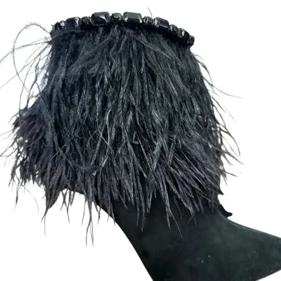 Jessica Simpson Piume Feather Black High Heel Ankle Boots Booties Shoes sz 10 - Picture 12 of 16